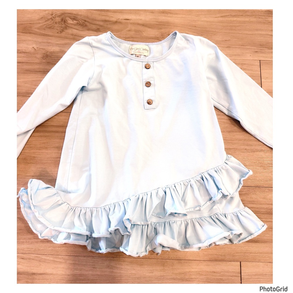 Be Girl Clothing Blue Ruffle Shirt Size 8 Coquette Girl